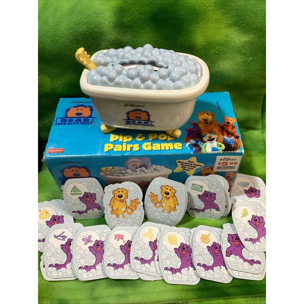Bear In The Big Blue House Pip & Pop Pairs Game In Open Box Fisher Price 2000
